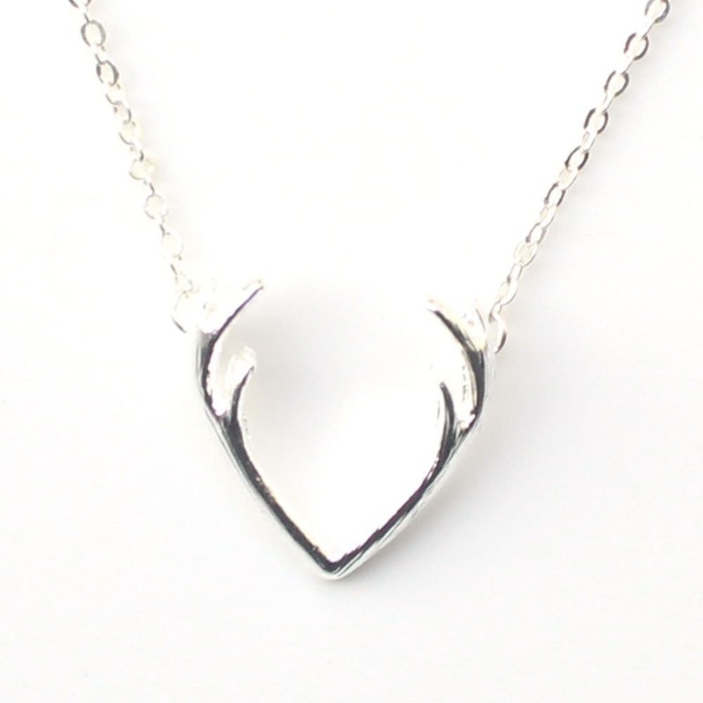 Deer Horn Necklace Silver Alloy Antler Small